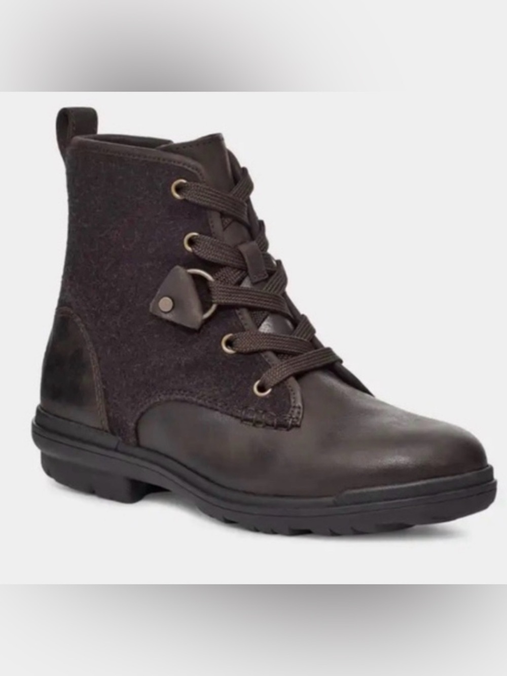 EUC [UGG] Hapsburg Lace Up Wool Brown Leather Outdoor Ankle Boots Women’s Sz 7 - Picture 2 of 11